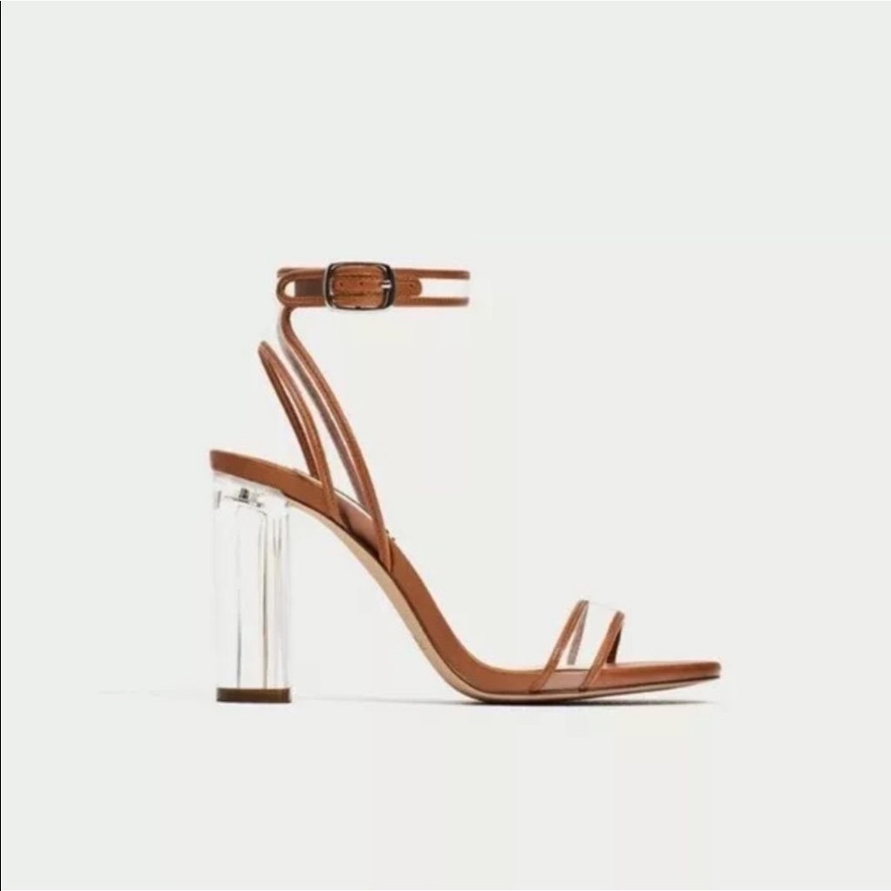 Zara ankle strap sandal with clear heel